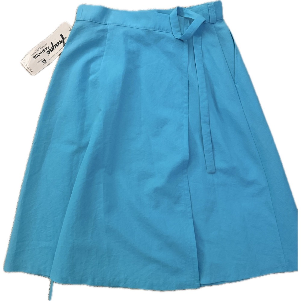 Vintage Frayne Fashions Aqua Blue Wrap Skirt Made in USA Style 3666 Small NWT